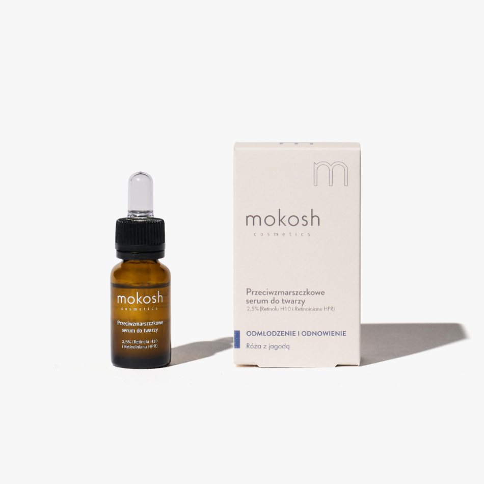 SÉRUM PROTI VRÁSKAM NA TVÁR 2,5% (RETINOL H10 A RETINOÁT HPR) RUŽA S BOBUĽOVÝM OVOCÍM